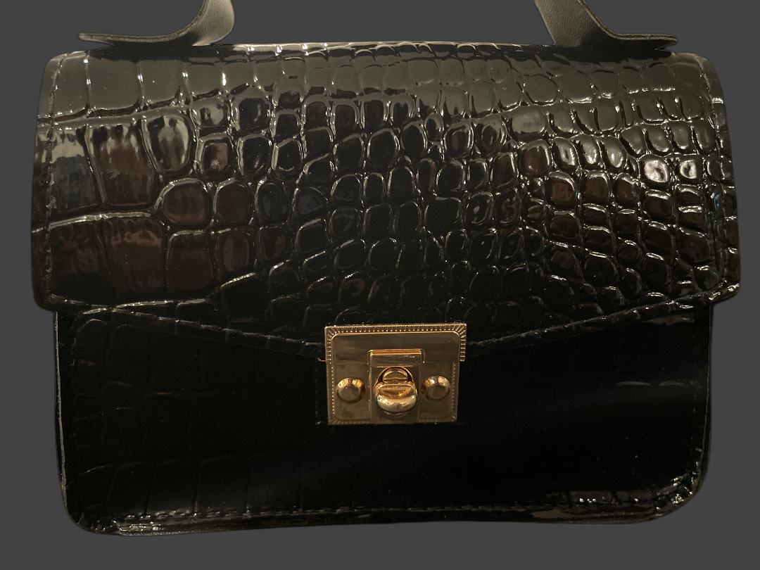 Locked In Black Croc Mini Bag