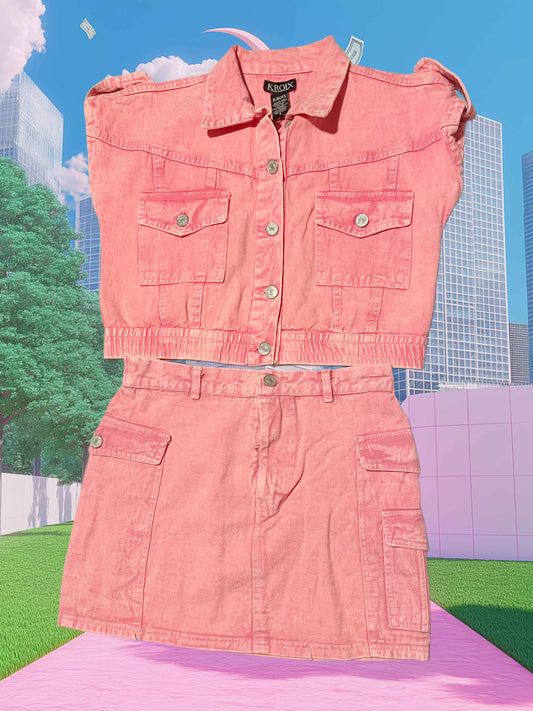 Kita Pink/Mineral Wash Skirt Set