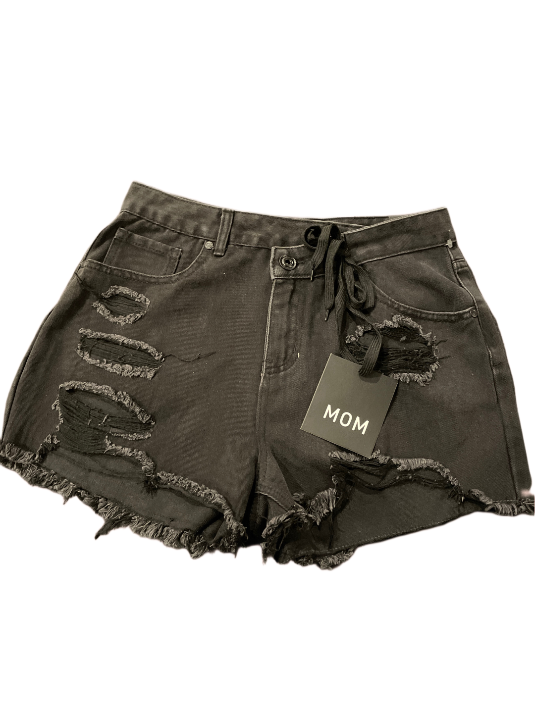 Off Black Distressed Shorts